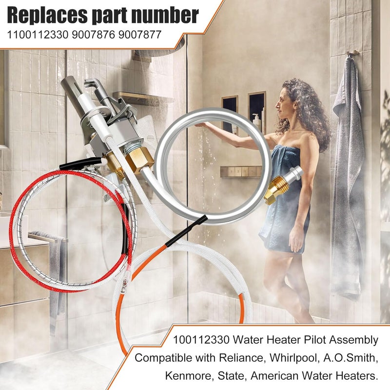 Pulaim Upgrade 100112330 Water Heater Pilot Assembly, Replace 9007876 Thermopile, Compatible with 300 301 Series Whirlpool Water Heater Parts & A.O.Smith, American, State, Kenmore, Reliance - Image 4